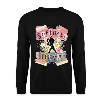 Diva du softball de texte de collage fille - Sweat-shirt Unisexe - noir - Devant - Alina (178cm) & Michal (187cm)