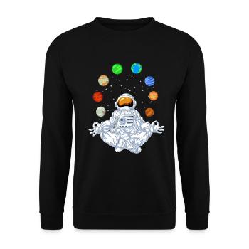 Astronaut Yoga Meditation Cosmic Balance Art - Unisex Sweatshirt - black - Front - Alina (178cm) & Michal (187cm)