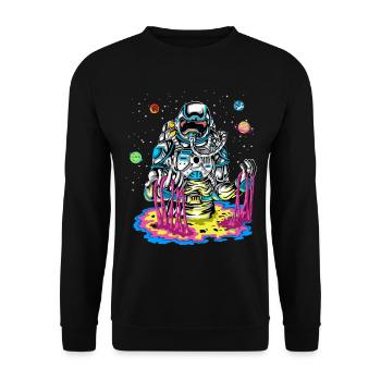Trippy Astronaut Melting Rainbow Space Slime Art - Unisex Sweatshirt - black - Front - Alina (178cm) & Michal (187cm)