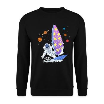 Space Windsurfing Astronaut Galaxy Stars Surfer - Unisex Sweatshirt - black - Front - Alina (178cm) & Michal (187cm)