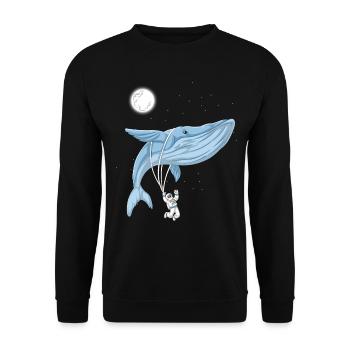 Astronaute baleine spatiale volant dans un rêve galactique - Sweat-shirt Unisexe - noir - Devant - Alina (178cm) & Michal (187cm)