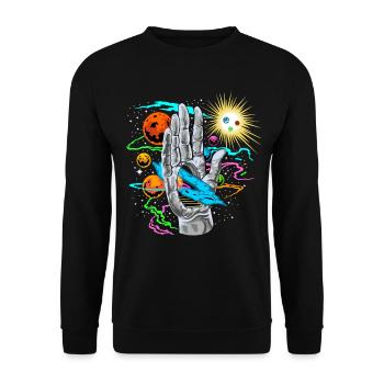 Main Divine de l’Univers Galaxie Cosmique Planètes - Sweat-shirt Unisexe - noir - Devant - Alina (178cm) & Michal (187cm)