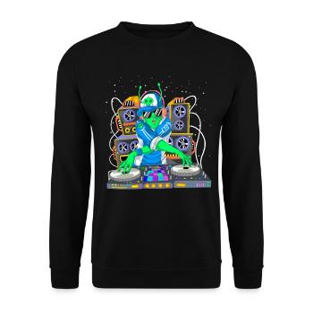 DJ Alien Space Music Producer Tech Art - Unisex Sweatshirt - black - Front - Alina (178cm) & Michal (187cm)