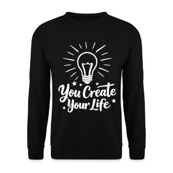 You Create Your Life Light Bulb Inspiration - Unisex Sweatshirt - black - Front - Alina (178cm) & Michal (187cm)