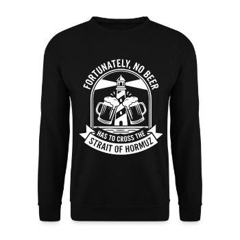 Fortunately No Beer Strait of Hormuz Humor - Unisex Sweatshirt - black - Front - Alina (178cm) & Michal (187cm)