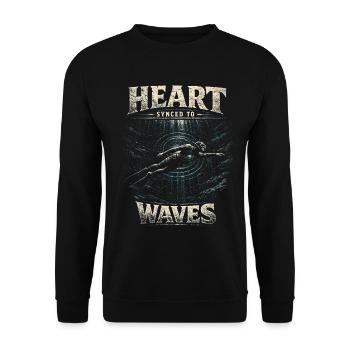 Freediving Freediving Heart Synced To Waves - Unisex Sweatshirt - black - Front - Alina (178cm) & Michal (187cm)