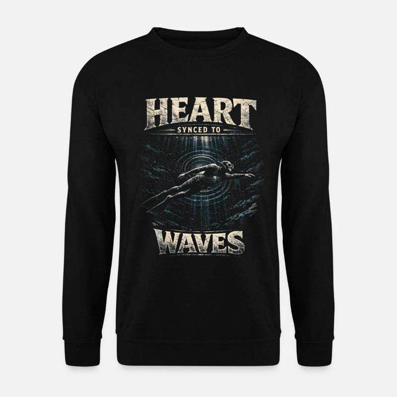 Fridykning Friskdykkende Hjerte Synkroniseret Med Bølgerne - Unisex sweater - sort