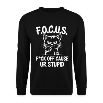 Sarcastic Cat Shirt Anti Social Humor - Unisex Sweatshirt - black - Front - Alina (178cm) & Michal (187cm)