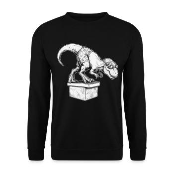 Schwimmen Dinosaurier Schwimmsport Schwimmer - Unisex Pullover - Schwarz - Vorne - Alina (178cm) & Michal (187cm)