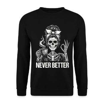 Coffee, coffee drinker, coffee drinker, funny - Unisex Sweatshirt - black - Front - Alina (178cm) & Michal (187cm)