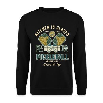 Pickleball Kitchen Is Closed Game On Serve It Up - Unisex Sweatshirt - black - Front - Alina (178cm) & Michal (187cm)