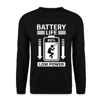 Battery Life Low Power Humor Battery Empty - Unisex Sweatshirt - black - Front - Alina (178cm) & Michal (187cm)
