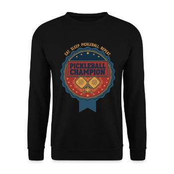 Pickleball Champion Eat Sleep Pickleball Repeat - Unisex Sweatshirt - black - Front - Alina (178cm) & Michal (187cm)