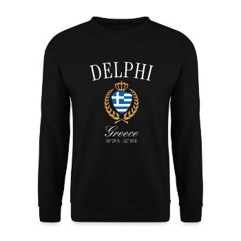 Couronne des armoiries de Delphe Grèce – Souvenir de voyage - Sweat-shirt Unisexe - noir - Devant - Alina (178cm) & Michal (187cm)