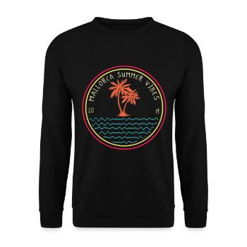 Mallorca Summer vipe Paradise Holiday Trip Vibes - Unisex Sweatshirt - black - Front - Alina (178cm) & Michal (187cm)