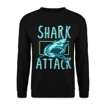 Shark Attack – Fierce Retro Ocean Predator - Unisex Sweatshirt - black - Front - Alina (178cm) & Michal (187cm)