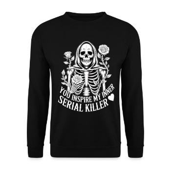 Skelett Shirt You Inspire My Inner Serial Killer - Unisex Pullover - Schwarz - Vorne - Alina (178cm) & Michal (187cm)