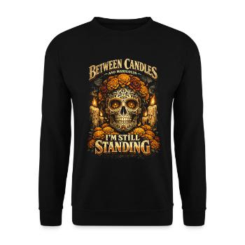 Dia De Los Muertos Between Candles And Marigolds - Unisex Sweatshirt - black - Front - Alina (178cm) & Michal (187cm)