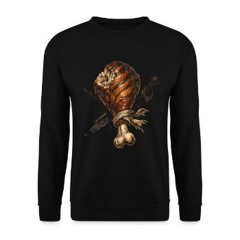 Mittelalterfest Mittelaltermarkt Turkey Leg - Unisex Pullover - Schwarz - Vorne - Alina (178cm) & Michal (187cm)