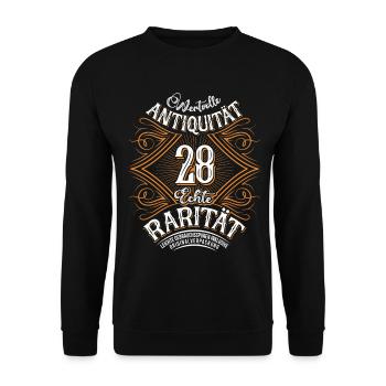 28. Geburtstag Antiquität Rarität - Unisex Pullover - Schwarz - Vorne - Alina (178cm) & Michal (187cm)