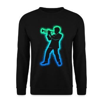 Trompete Trompetenspieler Kinder Herren Trompeter - Unisex Pullover - Schwarz - Vorne - Alina (178cm) & Michal (187cm)