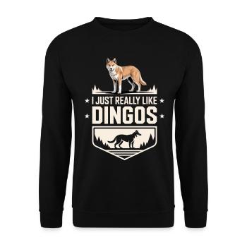 Dingo Australischer Wildhund Tierliebhaber Design - Unisex Pullover - Schwarz - Vorne - Alina (178cm) & Michal (187cm)