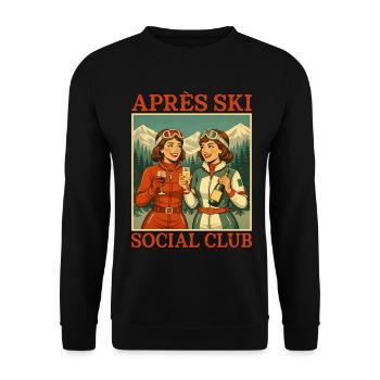 Retro Après Ski Club Damen - Unisex Pullover - Schwarz - Vorne - Alina (178cm) & Michal (187cm)