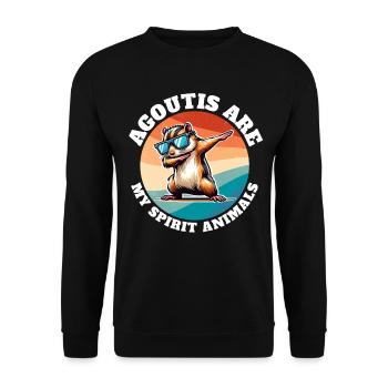 Lustige Aguti Sprüche - Unisex Pullover - Schwarz - Vorne - Alina (178cm) & Michal (187cm)