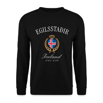 Egilsstaðir Island Wappen Krone – Reise Souvenir - Unisex Pullover - Schwarz - Vorne - Alina (178cm) & Michal (187cm)