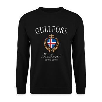 Gullfoss Island Wappen Krone – Reise Souvenir - Unisex Pullover - Schwarz - Vorne - Alina (178cm) & Michal (187cm)