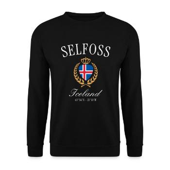 Selfoss Island Crest Crown – Travel Souvenir - Unisex Sweatshirt - black - Front - Alina (178cm) & Michal (187cm)