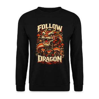 Dragon Dance Drachentanz - Unisex Pullover - Schwarz - Vorne - Alina (178cm) & Michal (187cm)