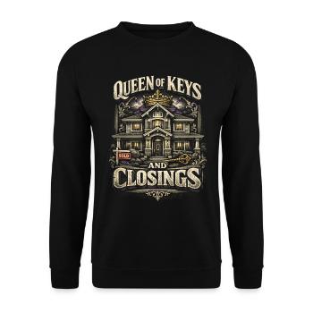 Agent immobilier Agent Queen Of Keys et clôtures - Sweat-shirt Unisexe - noir - Devant - Alina (178cm) & Michal (187cm)