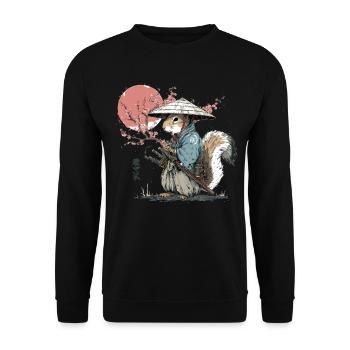 Squirrel Samurai in Sakura Robes - Unisex Sweatshirt - black - Front - Alina (178cm) & Michal (187cm)