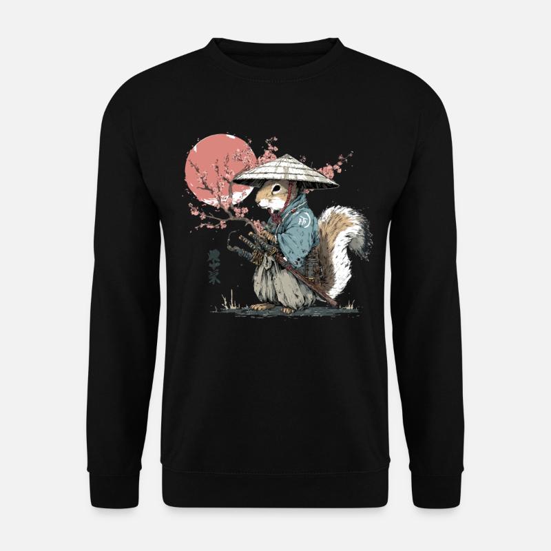Samouraï Écureuil en Robe de Sakura - Sweat-shirt Unisexe - noir