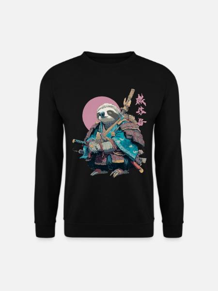 Sloth Samurai in Blue Armor - Unisex Sweatshirt - black
