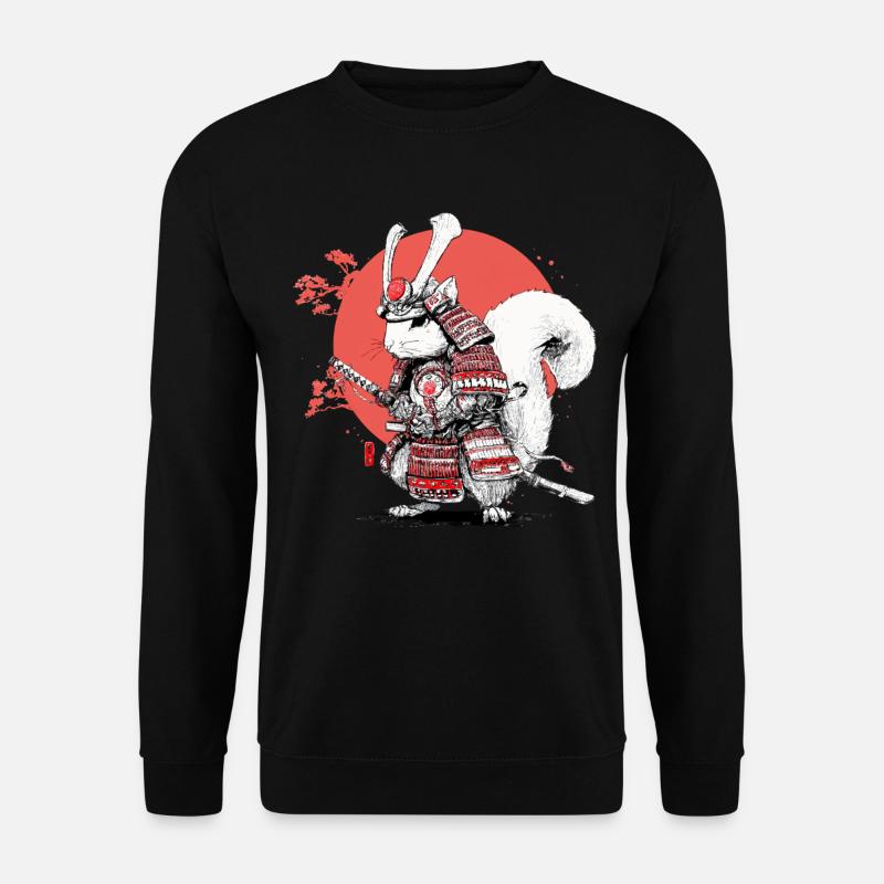 Eichhörnchen-Samurai im Roten Kreis - Unisex Pullover - Schwarz