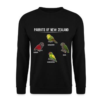 Papageien Neuseelands Kakapo Kaka Kea Kakariki - Unisex Pullover - Schwarz - Vorne - Alina (178cm) & Michal (187cm)