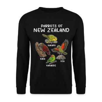 Papageien Neuseelands Kakapo Kaka Kakariki Kea - Unisex Pullover - Schwarz - Vorne - Alina (178cm) & Michal (187cm)