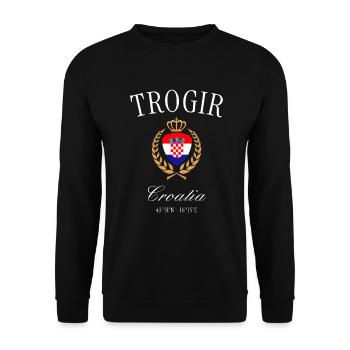 Trogir Croatia Coat of Arms Crown – Travel Souvenir - Unisex Sweatshirt - black - Front - Alina (178cm) & Michal (187cm)