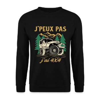 J’Peux Pas J’ai 4x4 Humour Off Road Tout Terrain - Sweat-shirt Unisexe - noir - Devant - Alina (178cm) & Michal (187cm)