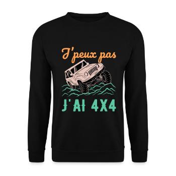 J’Peux Pas J’ai 4x4 Humour Off Road Tout Terrain - Sweat-shirt Unisexe - noir - Devant - Alina (178cm) & Michal (187cm)