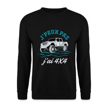 J’Peux Pas J’ai 4x4 Humour Off Road Tout Terrain - Sweat-shirt Unisexe - noir - Devant - Alina (178cm) & Michal (187cm)