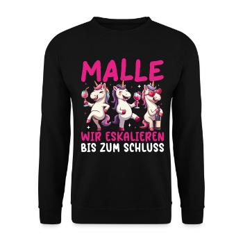 Malle We escalate to the end unicorn - Unisex Sweatshirt - black - Front - Alina (178cm) & Michal (187cm)