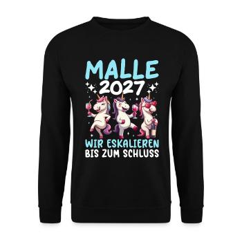 Malle 2027 We escalate to the end unicorn - Unisex Sweatshirt - black - Front - Alina (178cm) & Michal (187cm)