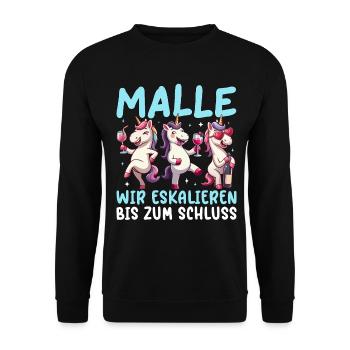 Malle We escalate to the end unicorn - Unisex Sweatshirt - black - Front - Alina (178cm) & Michal (187cm)