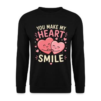 Tu fais sourire mon cœur Chemise Cadeau d’amour - Sweat-shirt Unisexe - noir - Devant - Alina (178cm) & Michal (187cm)
