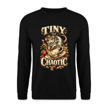 Farbratte Fancy Rat Hausratte Tiny But Chaotic - Unisex Pullover - Schwarz - Vorne - Alina (178cm) & Michal (187cm)