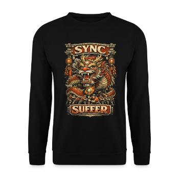 Dragon Dance Drachentanz Sync Or Suffer - Unisex Pullover - Schwarz - Vorne - Alina (178cm) & Michal (187cm)