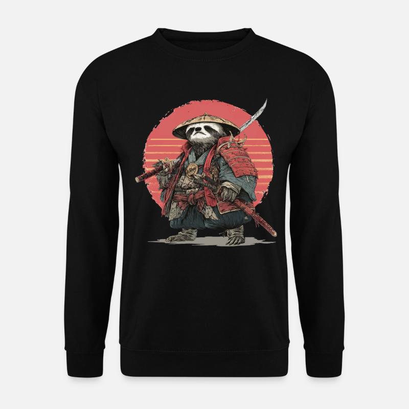 Trägheit Samurai in roter Sonnenuntergangsrüstung - Unisex Pullover - Schwarz